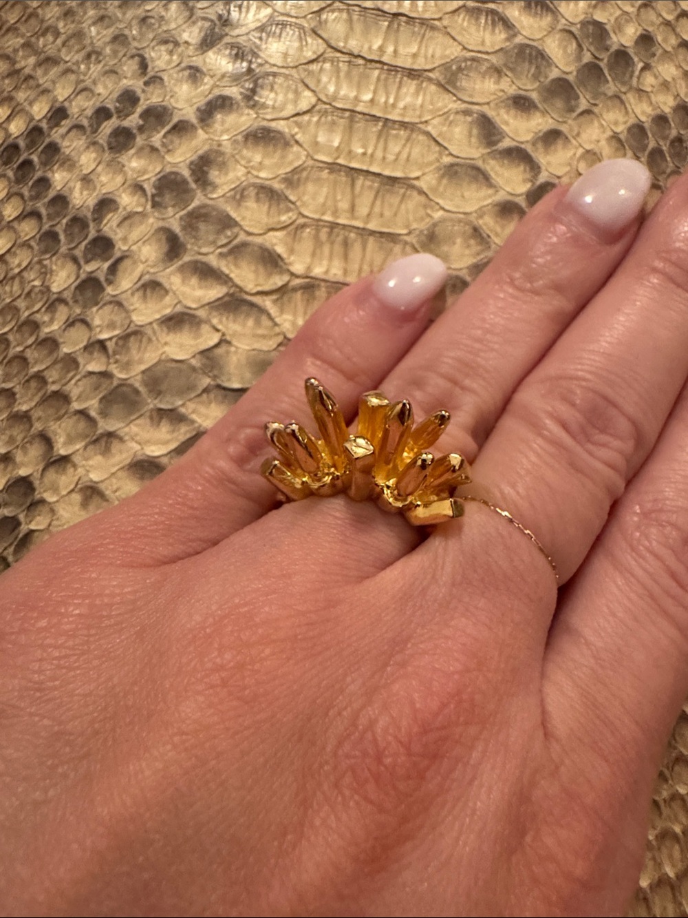 Gold Crystal Cluster Statement Ring - Women Jewelry